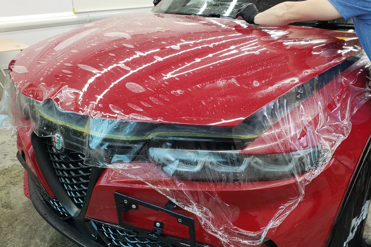 ボンネットにプロテクションフィルム